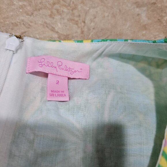 Lilly Pulitzer Mila Sun Dance Small Print Yellow Panel Shift Dress Size 2 - Picture 6 of 9